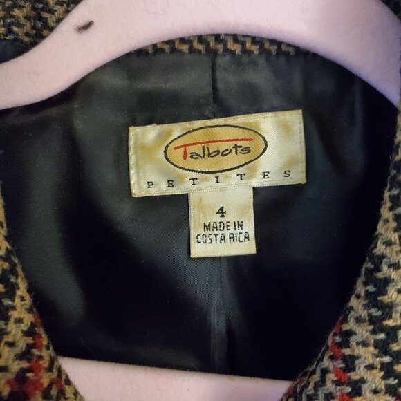 Talbots Vintage Wool Houndstooth Plaid 4 Button Jacket Size 4P - Picture 5 of 6